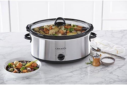 Crock-Pot 7 Quart Oval Manual Slow Cooker – Stainless Steel - D64 | Collection Clover View - 1U6C